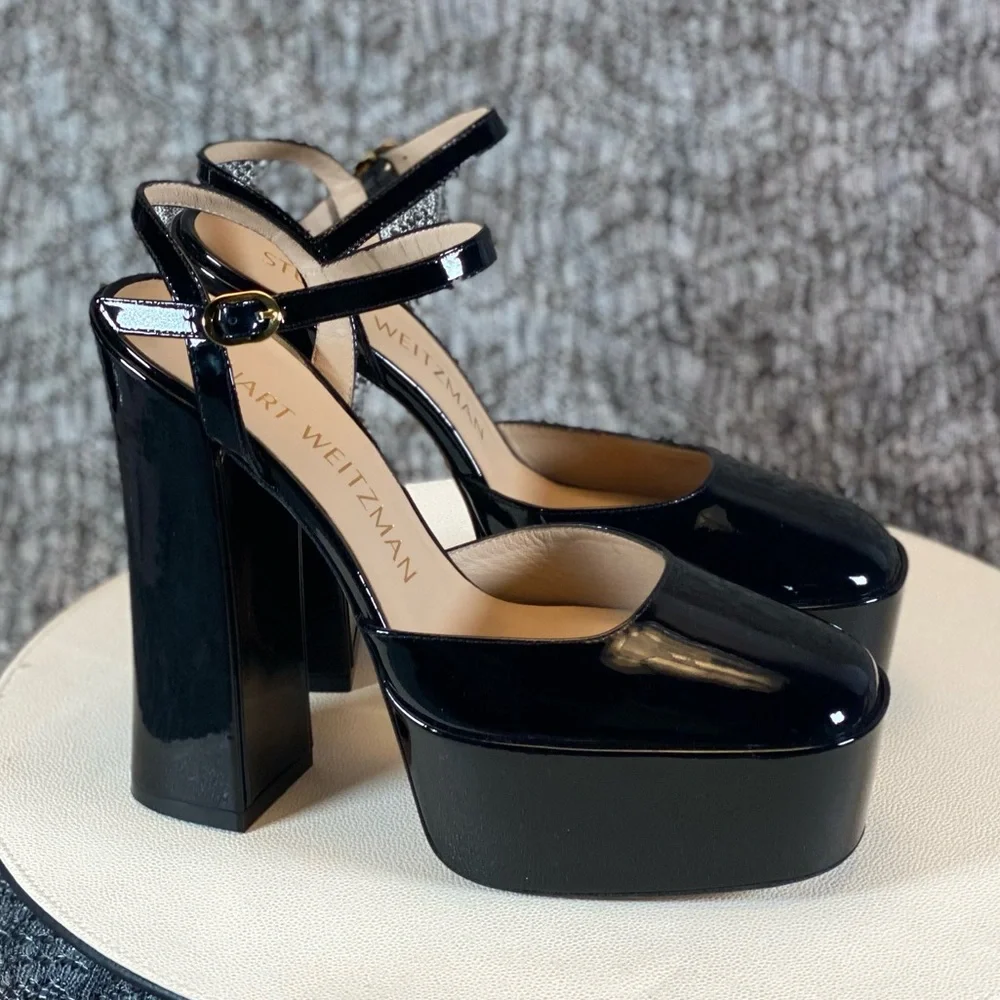 Stuart Weitzman Sky high 145 Platform Pump Heel Black Patent